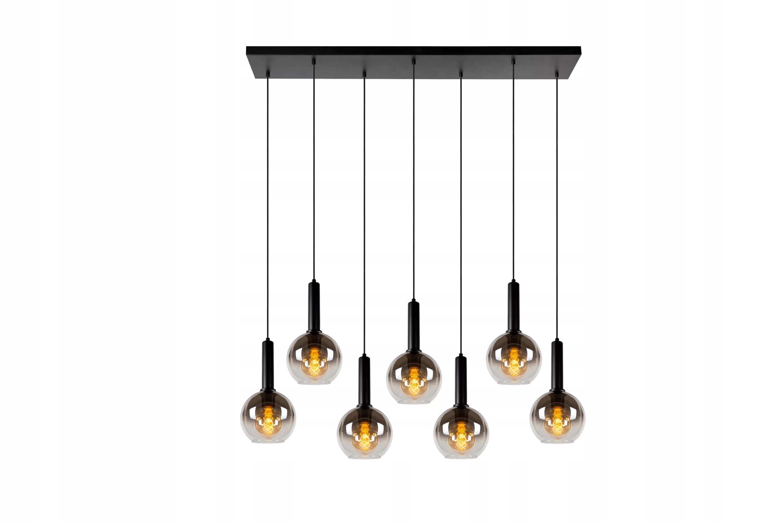 Závesná lampa Lucide Marius 7xE27 40W Čierna Dymové sklo