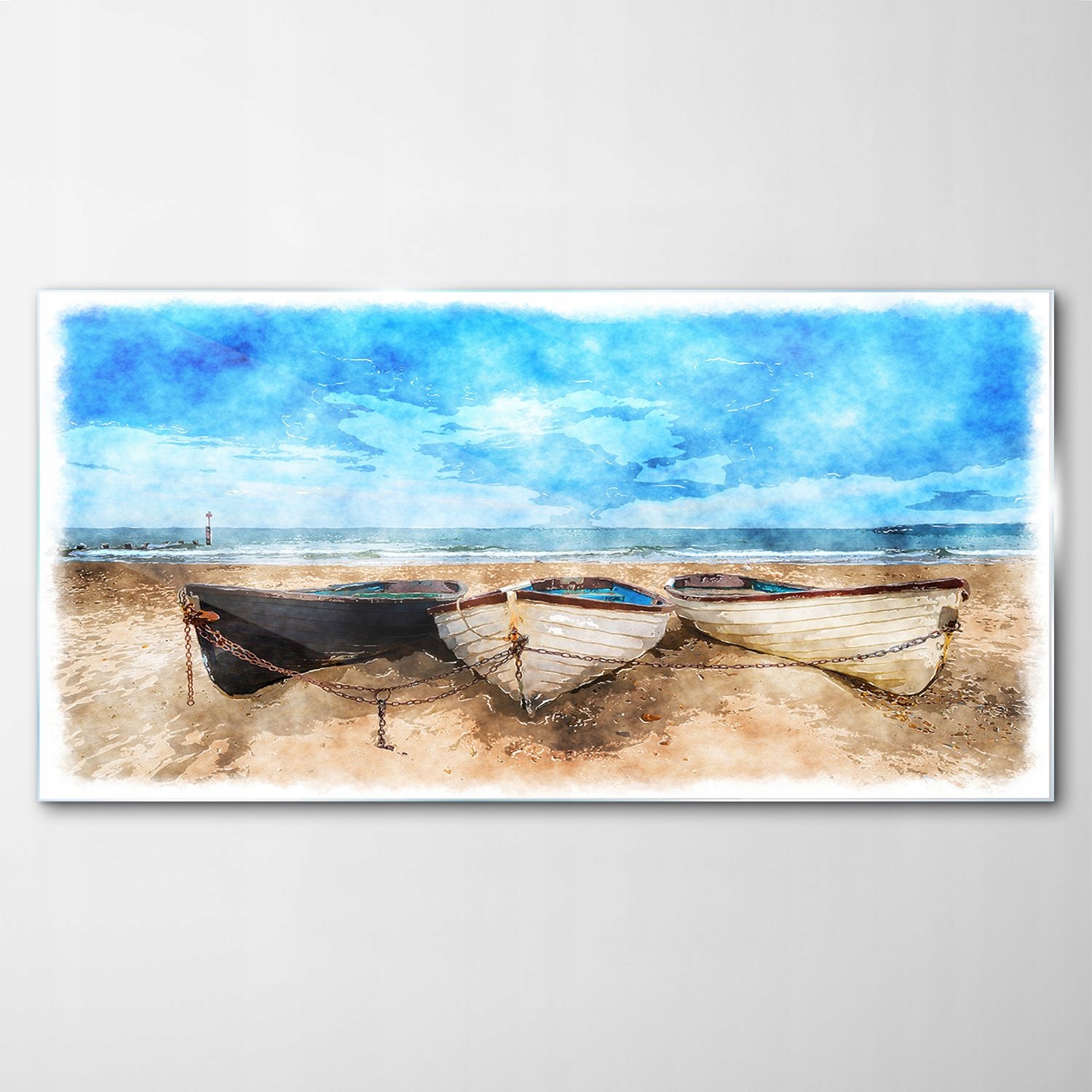 Sklenený obraz Dekor Námorná Loď Pláž Krajina 120x60