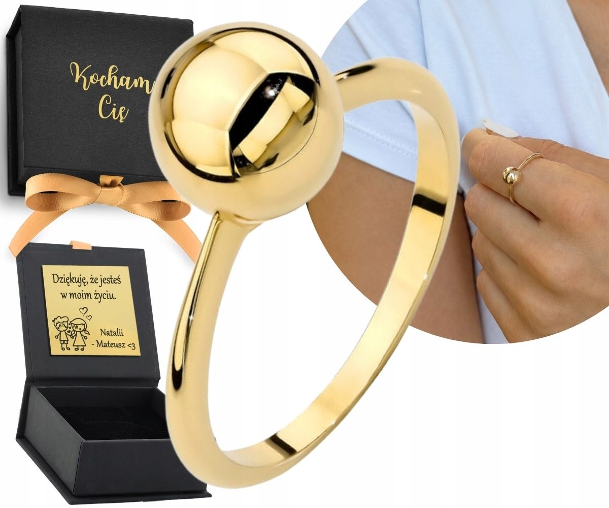Zlatý Prstýnek S Kuličkou 585 Gravírování 14K Dárek Pro Ženu Zlato Dárek