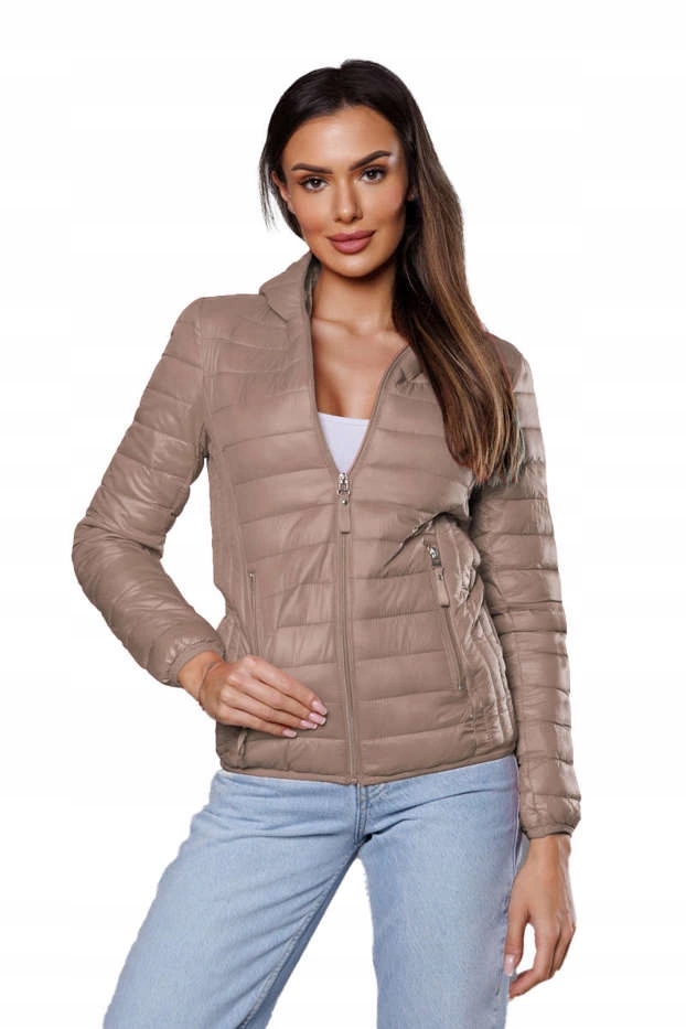 Krátká Dámská Bunda B0123 Béžová S (36)