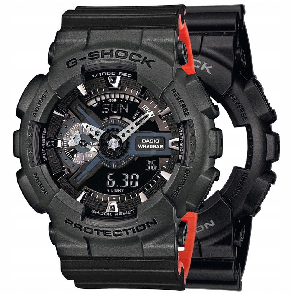 Set G-shock GA-110-1BER Šedo-černý, Červený