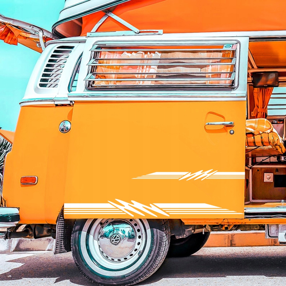 2xNAKLEJKA Grafika na kamper przyczepę MOTYW SKOŚNE PASKI PASY LINIE 44x270 Szerokość produktu 44 cm