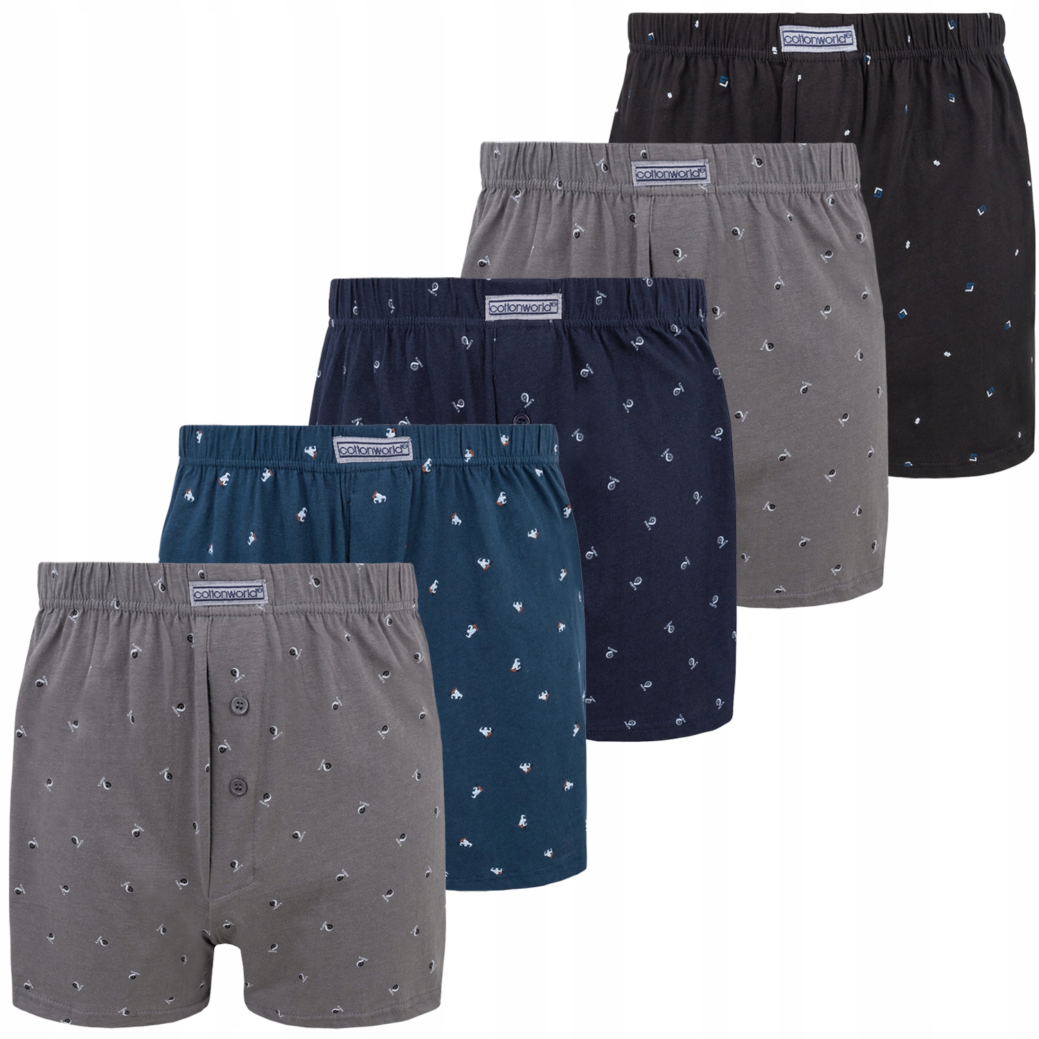 5x Bokserki Cotton World Luźne 100% Bawełna 6XL