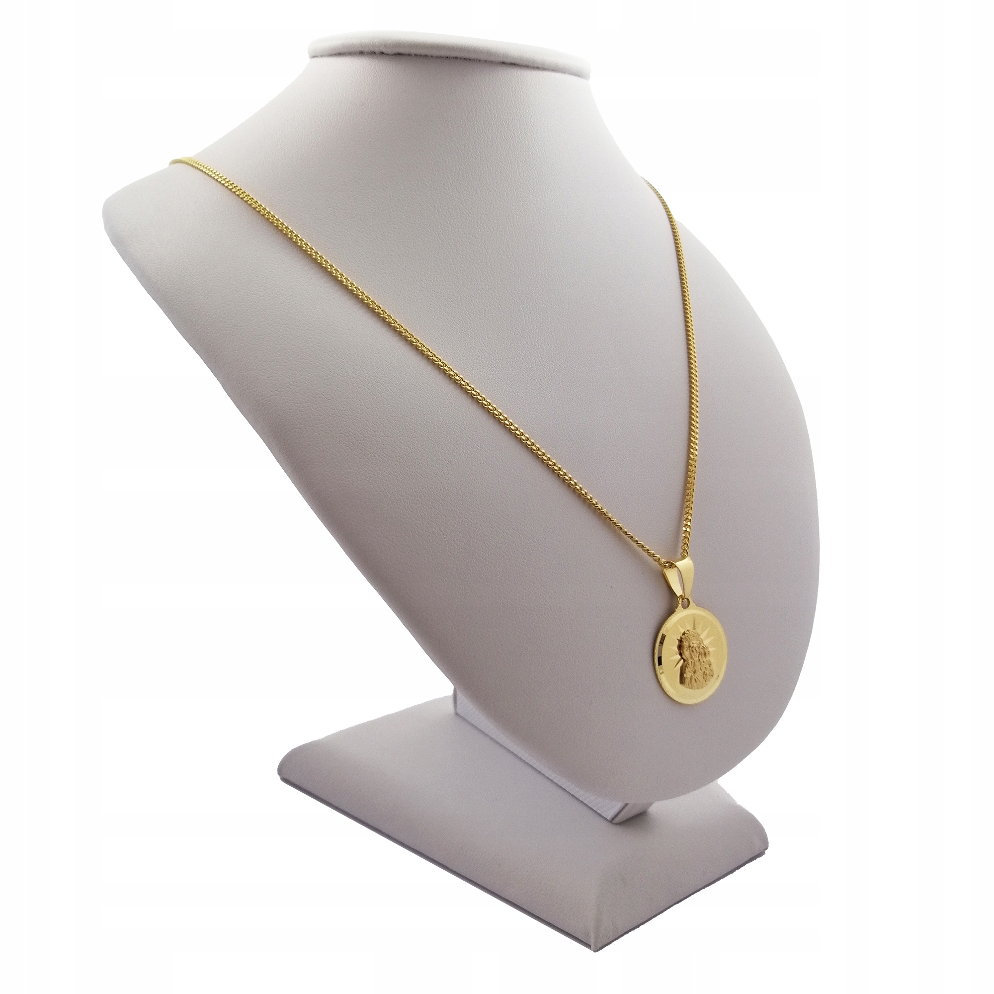 ZŁOTY ŁAŃCUSZEK PANCERKA MEDALIK 925 + GRAWER KOMUNIA CHRZEST BIERZMOWANIE Długość całkowita 55 cm