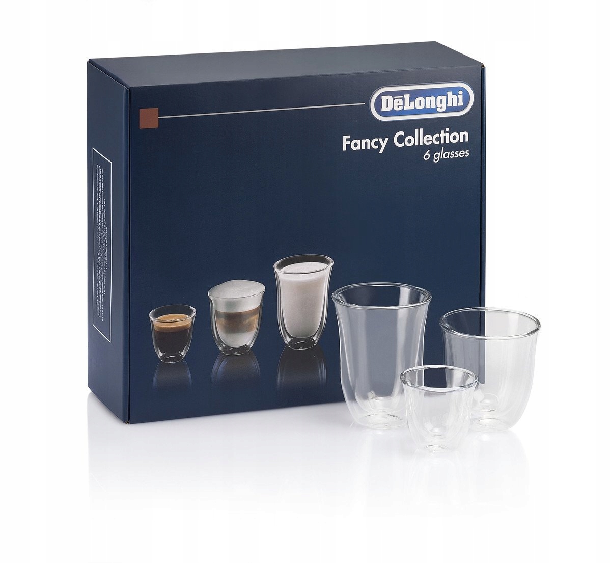 Pohár na kávu a čaj De'Longhi sklenený 330 ml 6 ks