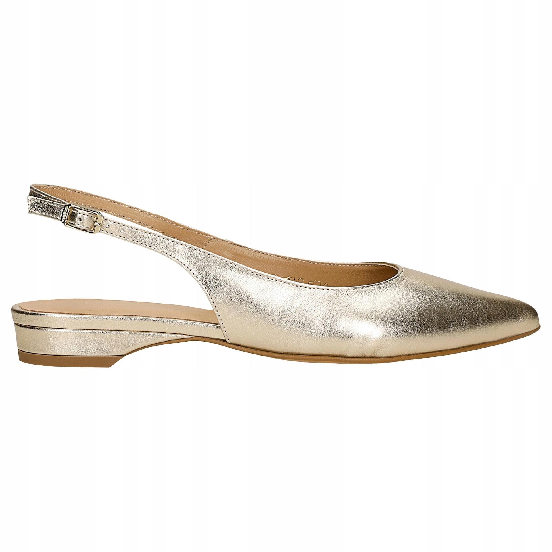 Zlaté dámské baleríny s odhalenou patou, velikost vel.