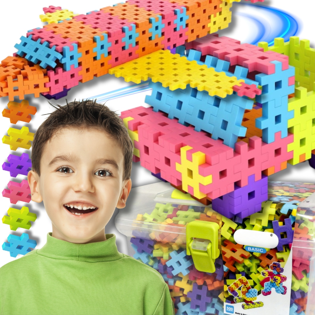 Klocki Wafle Konstrukcyjne 500 El Dla Dzieci Kolorowe Puzzle Podróż Zestaw