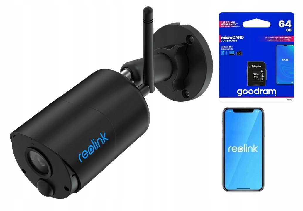 Kamera Reolink Argus Series B320 3MP akumulátor 2K černá 64GB Karta