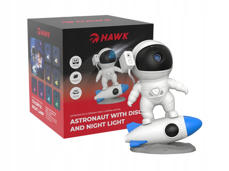 Projektor gwiazd z głośnikiem Hawk HW-STAR03 Astronauta Rakieta