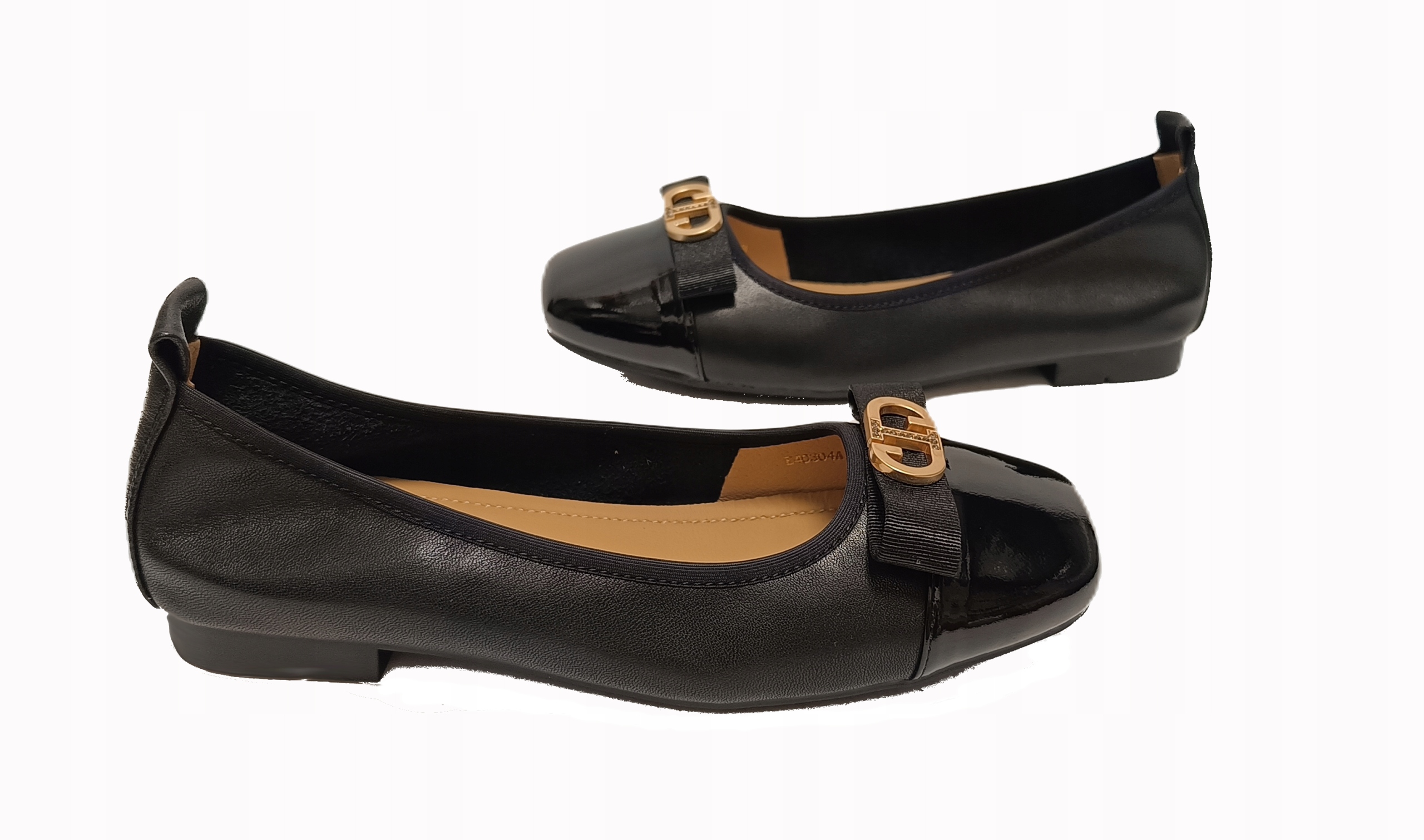 Baleríny měkké elegantní kůže lak Loretta Vitale E40304A černý r37