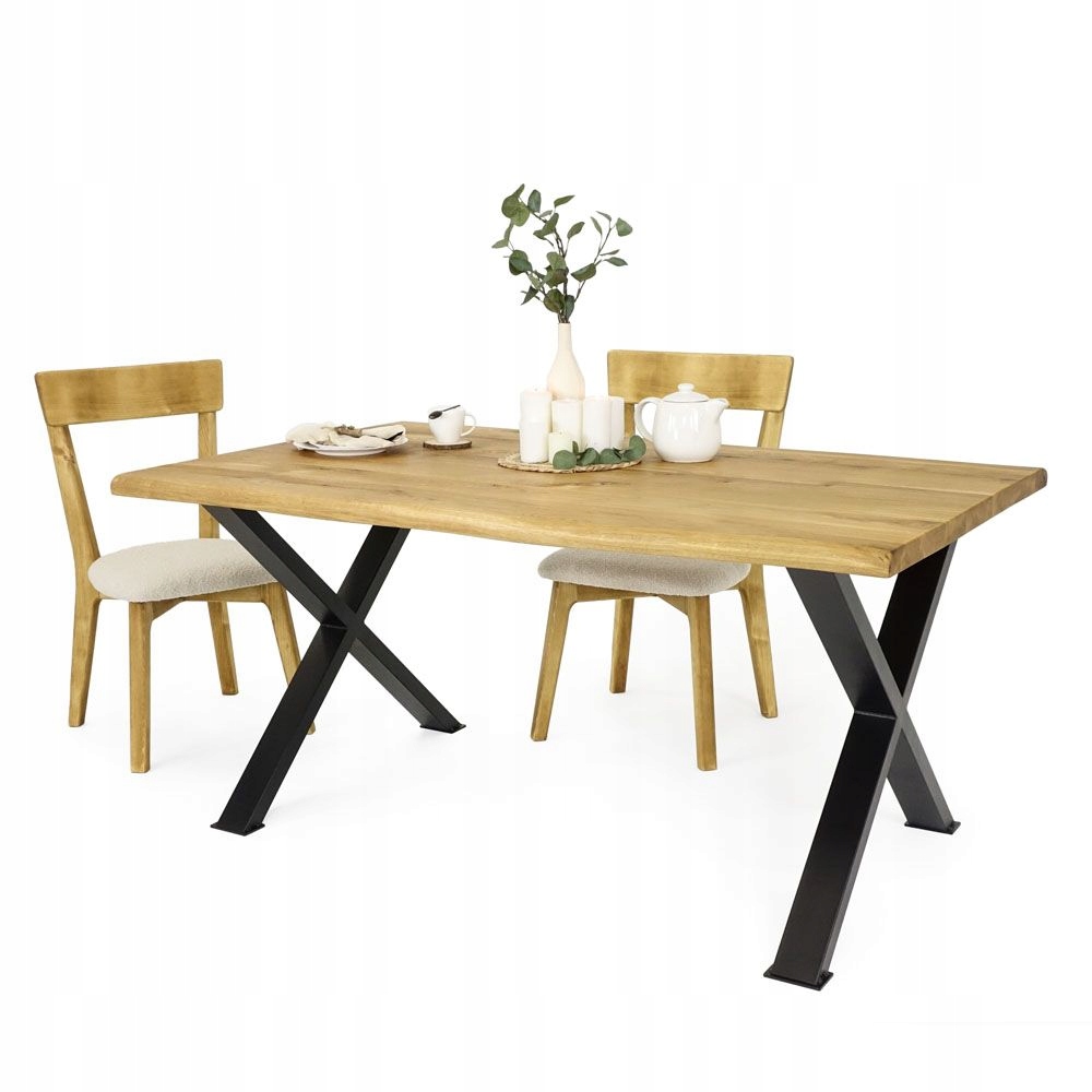 Dubový stůl do kuchyně s kovovými nohami oflis loft Romanteka 90x180