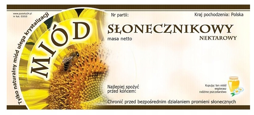 

Etykieta naklejka na miód 116x50mm Słonecznikowy