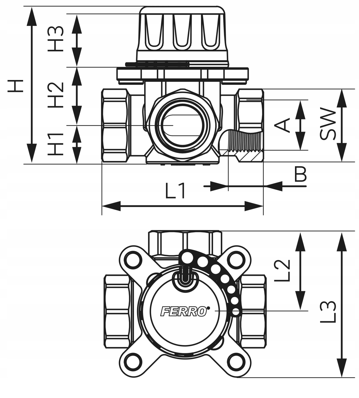 Zawór mieszający 3-drogowy 1 " ZMV32 FERRO EAN (GTIN) 5903738245833