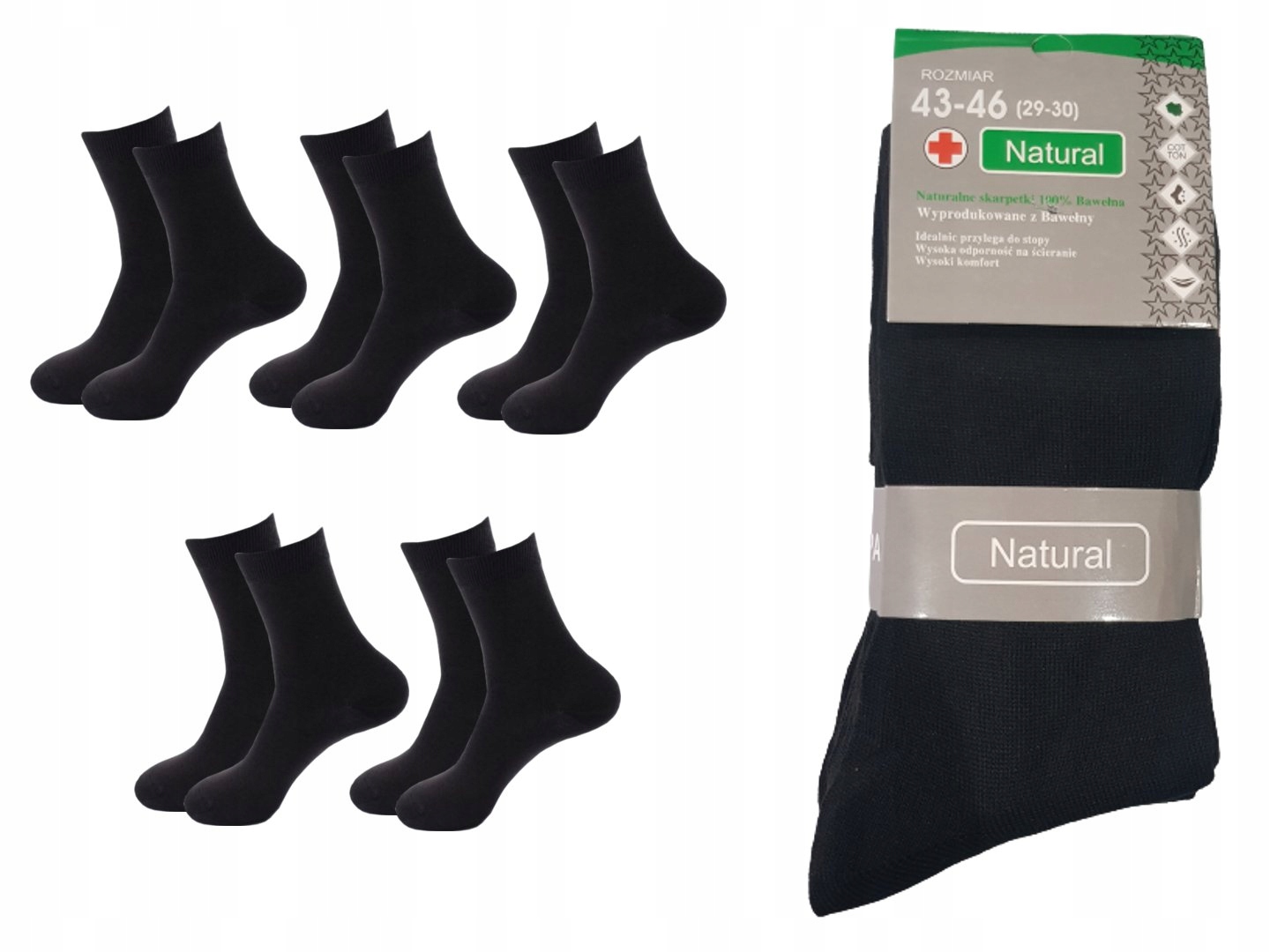 

5 x Skarpety Męskie Natural Bawełniane 43-46