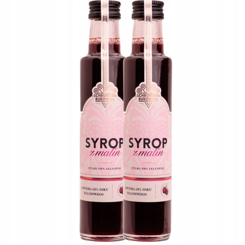 Levně Přírodní malinový sirup 51% šťávy z Malin Polska 250 ml Schronisko Bukowina