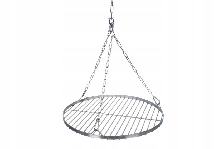 Rošt na gril okrúhly, nerezový s reťazou na zavesenie, závesný, 800 mm