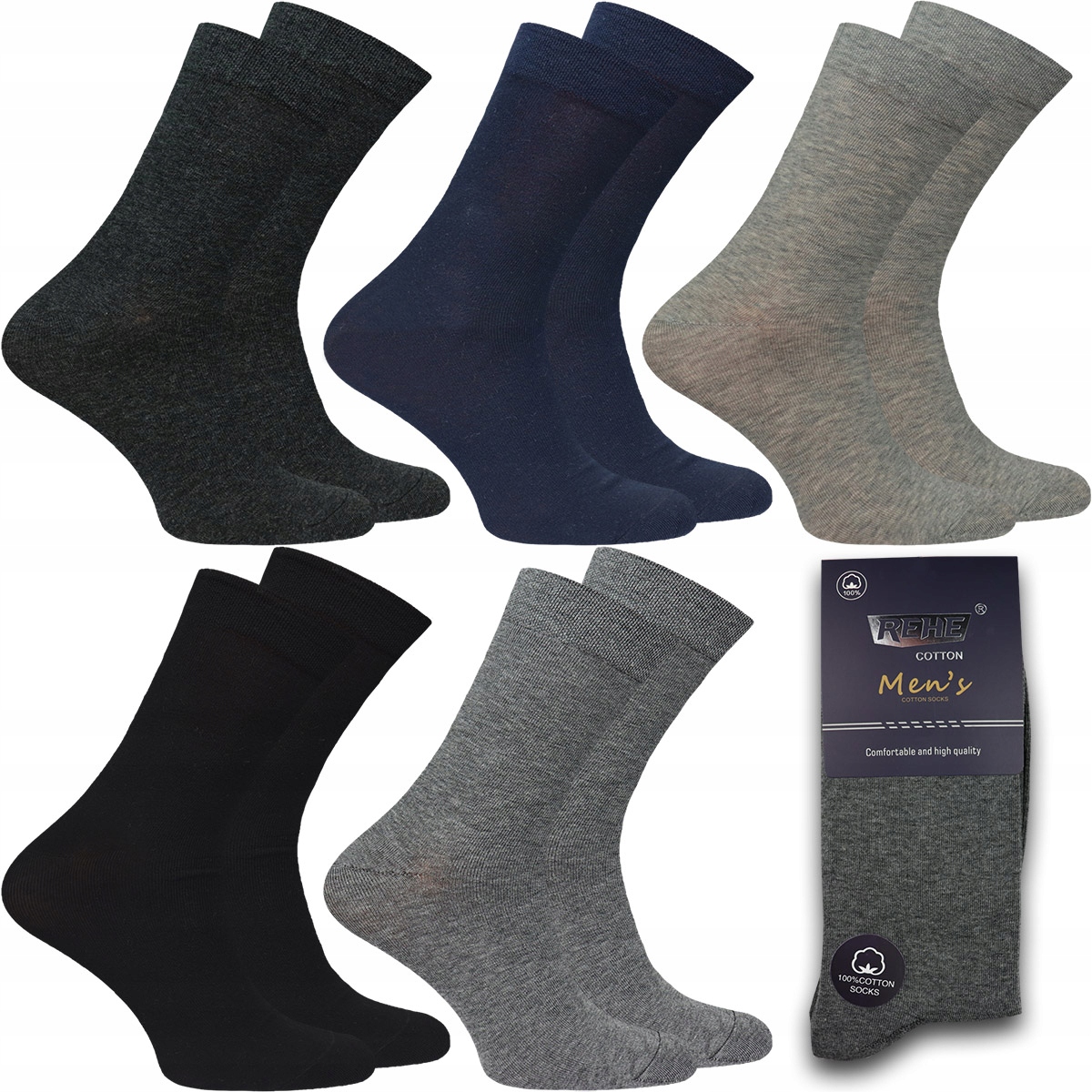 

5x Skarpety Męskie Kolorowe Bawełniane Garniturowe