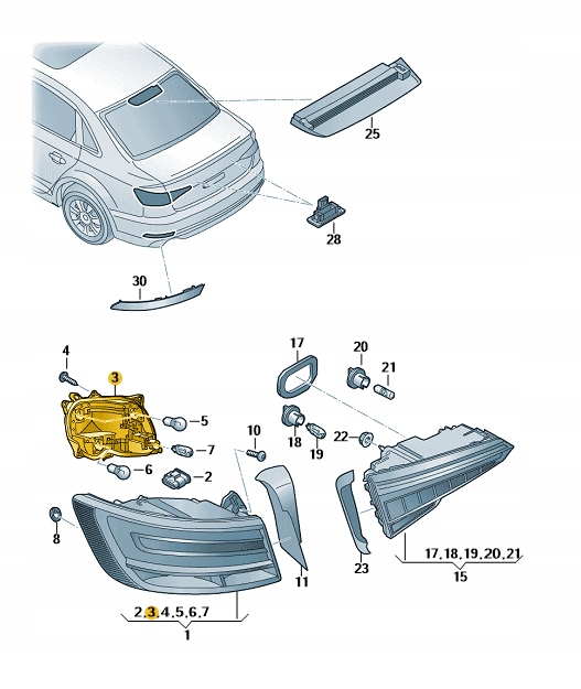 плата лампочек фонари задние правый Audi A4 B9