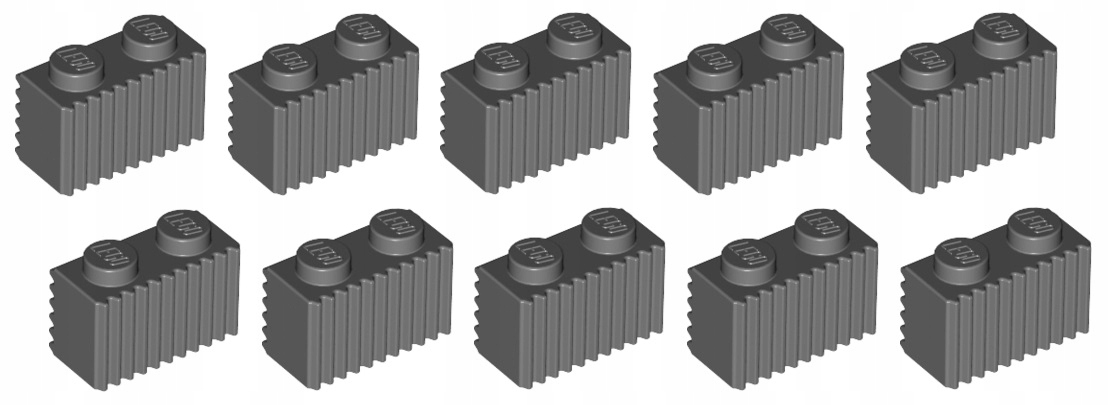 

Lego cegła karbowana 1x2 c.szara 10 szt 2877