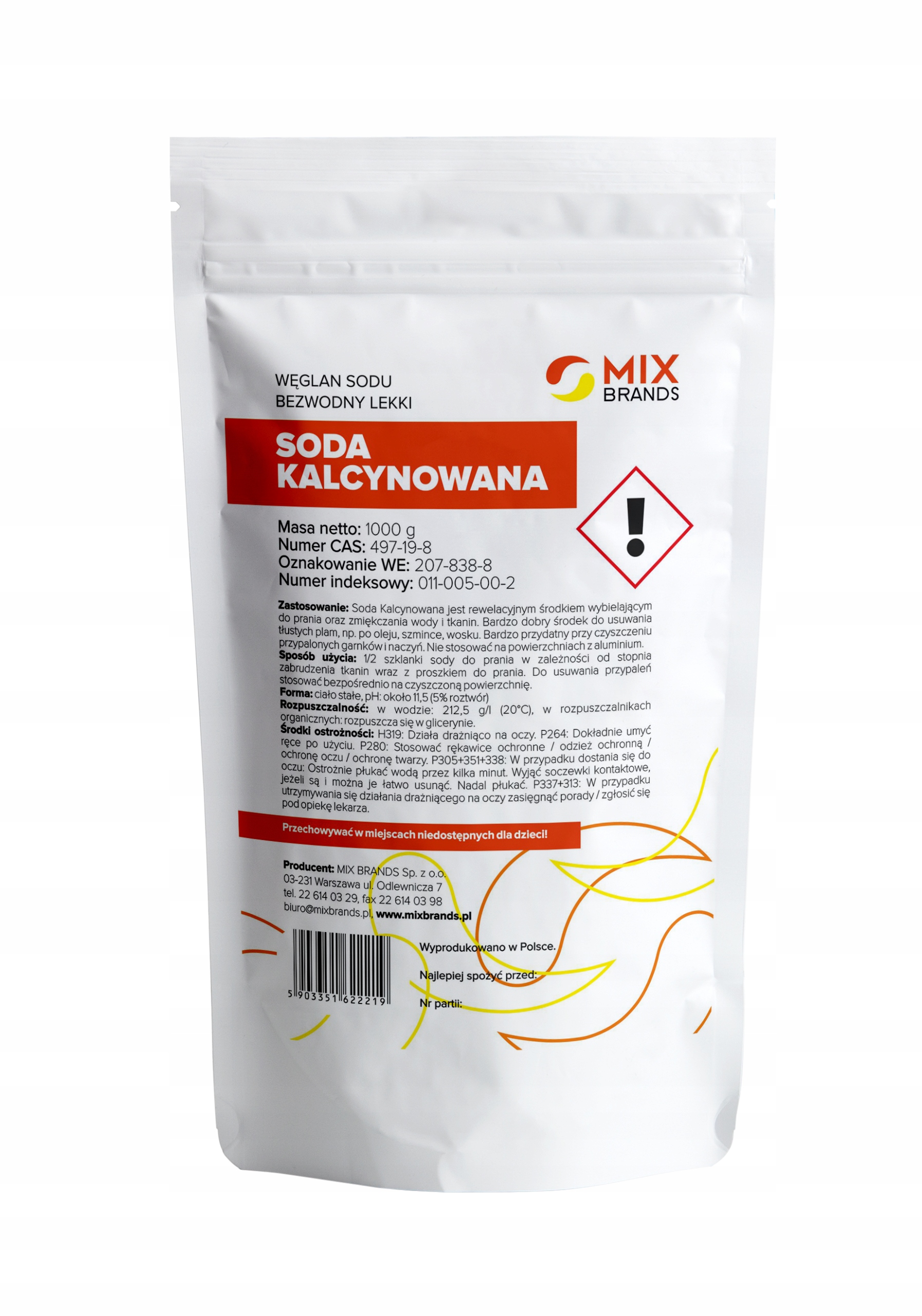 

Soda Kalcynowana Lekka Węglan Sodu 1kg