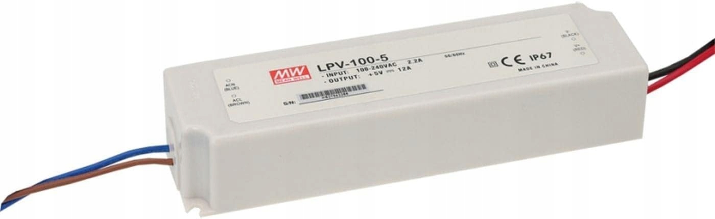 Mean Well LPV-100-5 Zasilacz Led 5V 100W 12A IP67