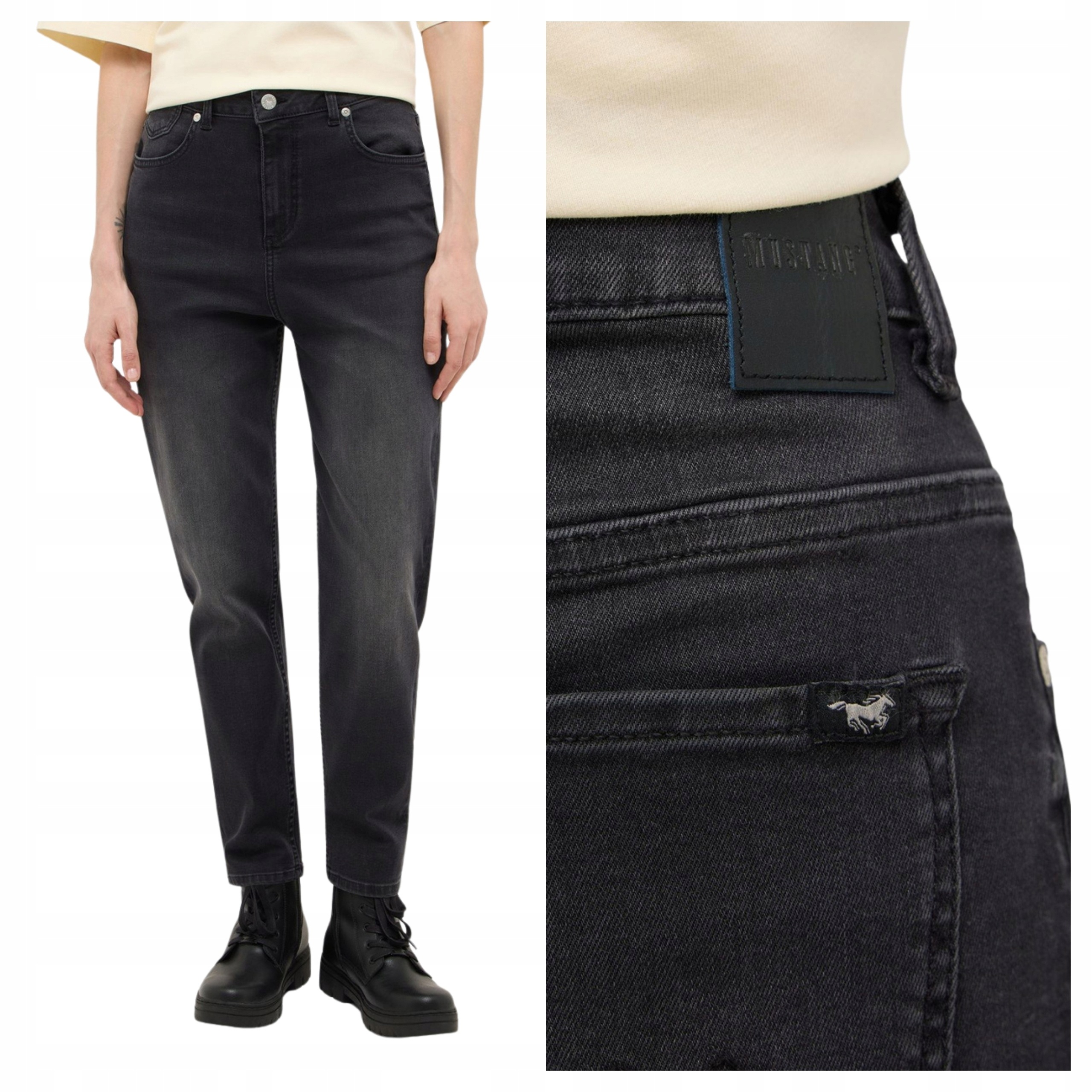 Dámské džíny Mustang Charlotte Tapered Denim Black černé W30 L32