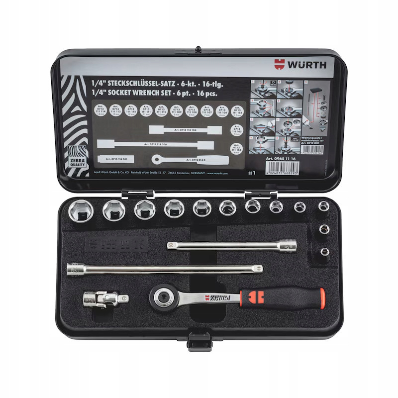Wurth Sada šesťhranných nástrčných kľúčov 1/4″ 16 kusov (09651116)