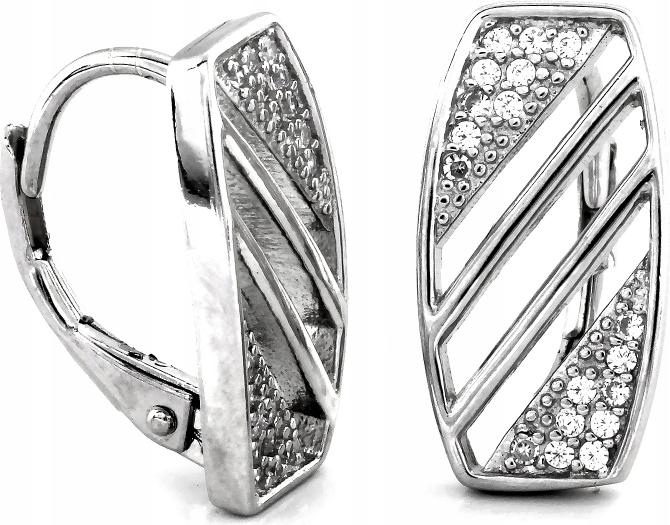 Stříbrné náušnice 925, anglické zapínání se zirkony, efektní jako dárek