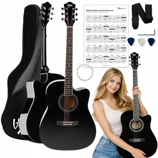 Akustická Kytara Klasická 4/4 Pro Začátečníky Struny, Popruh, Trsátka