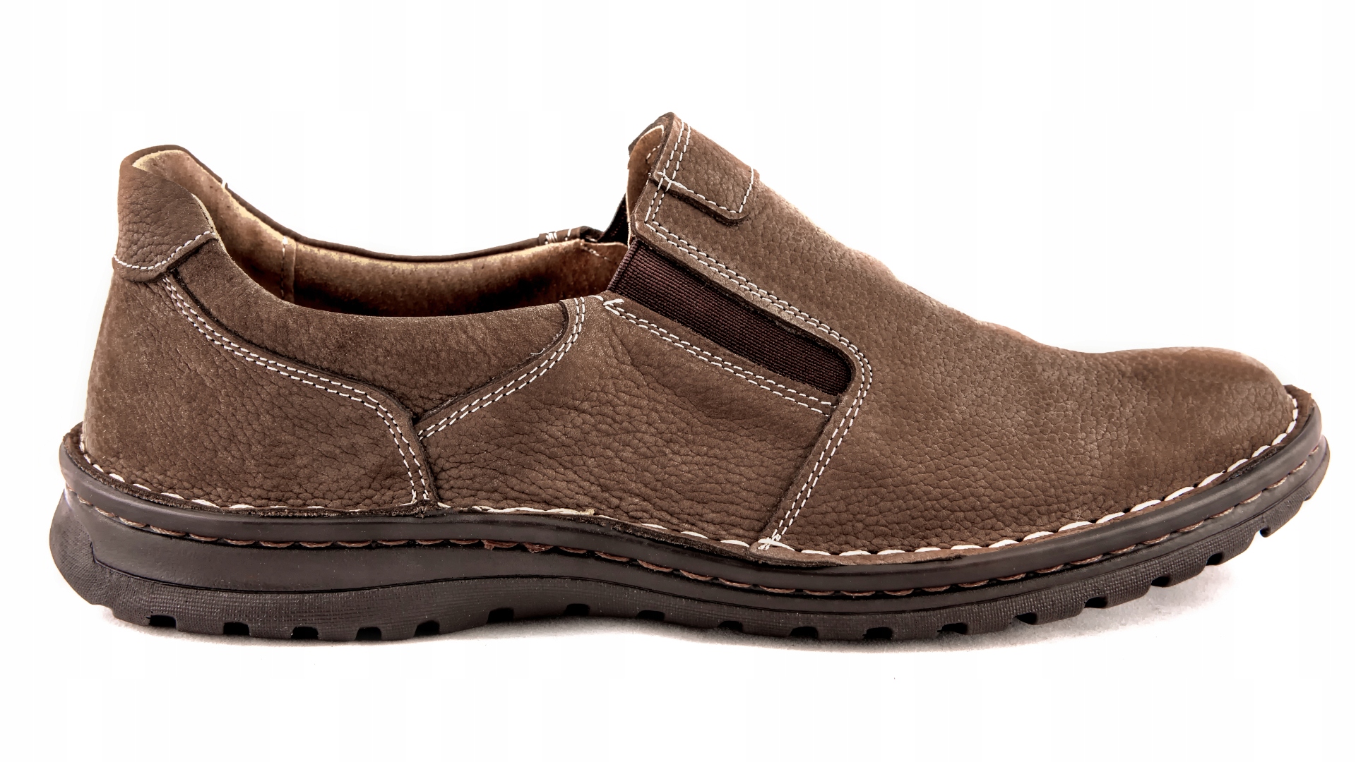 Mokasyny męskie POLSKIE SZEROKIE buty skórzane 42 Nosek okrągły