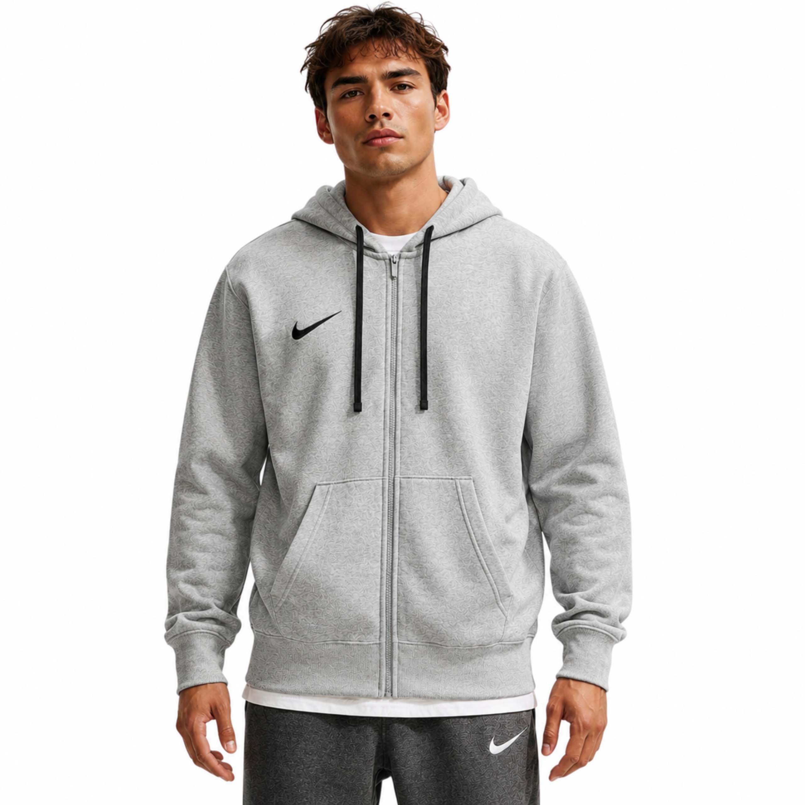Nike Bluza Sportowa Bawełna Szara Popielata Rozpinana z kapturem 3XL