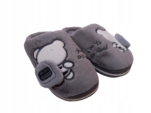 

Szare Pluszowe Kapcie -34/35- Misiu Z Plecakiem