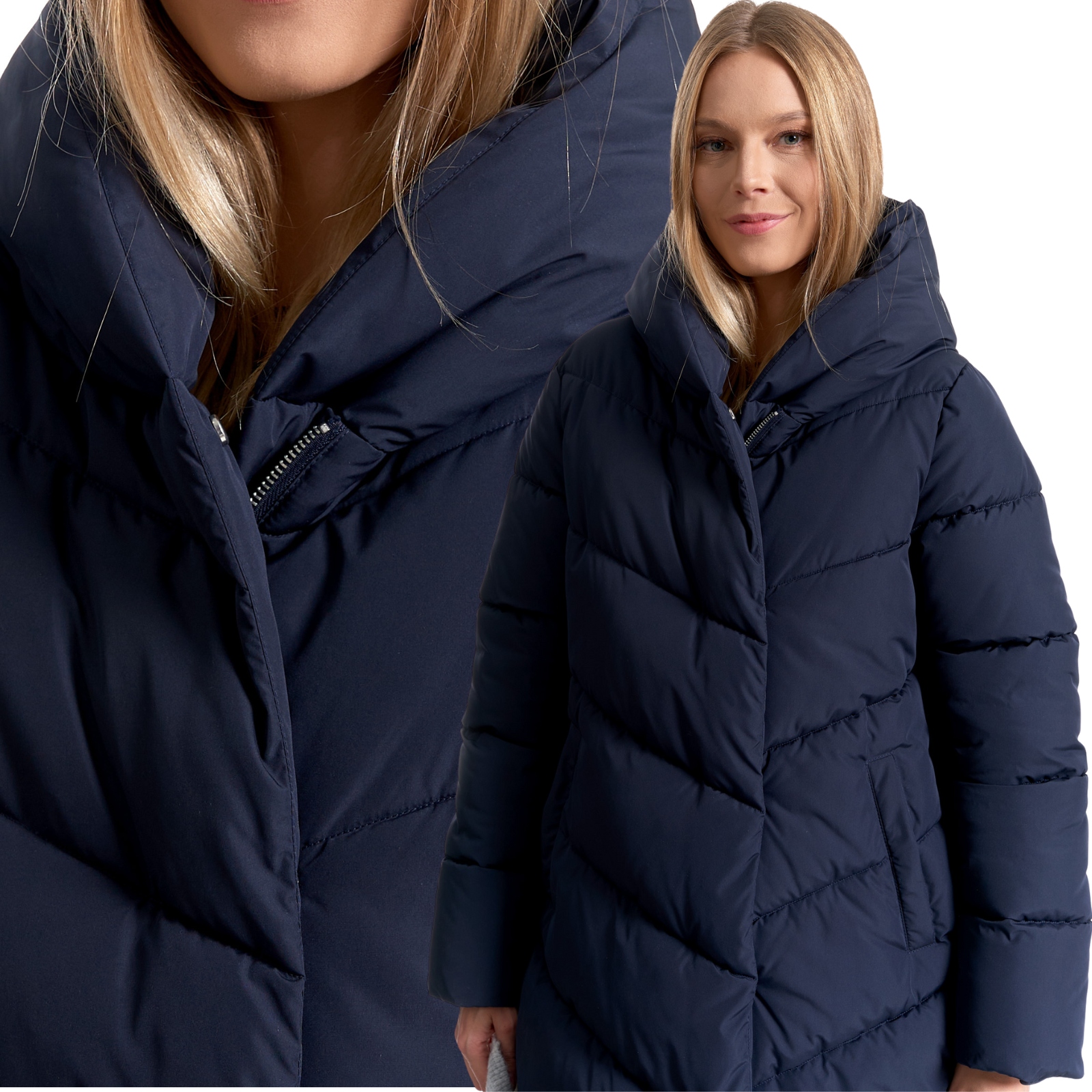 Dámská zimní prošívaná bunda s volnou Kapuce oversize Střih Moraj XXL