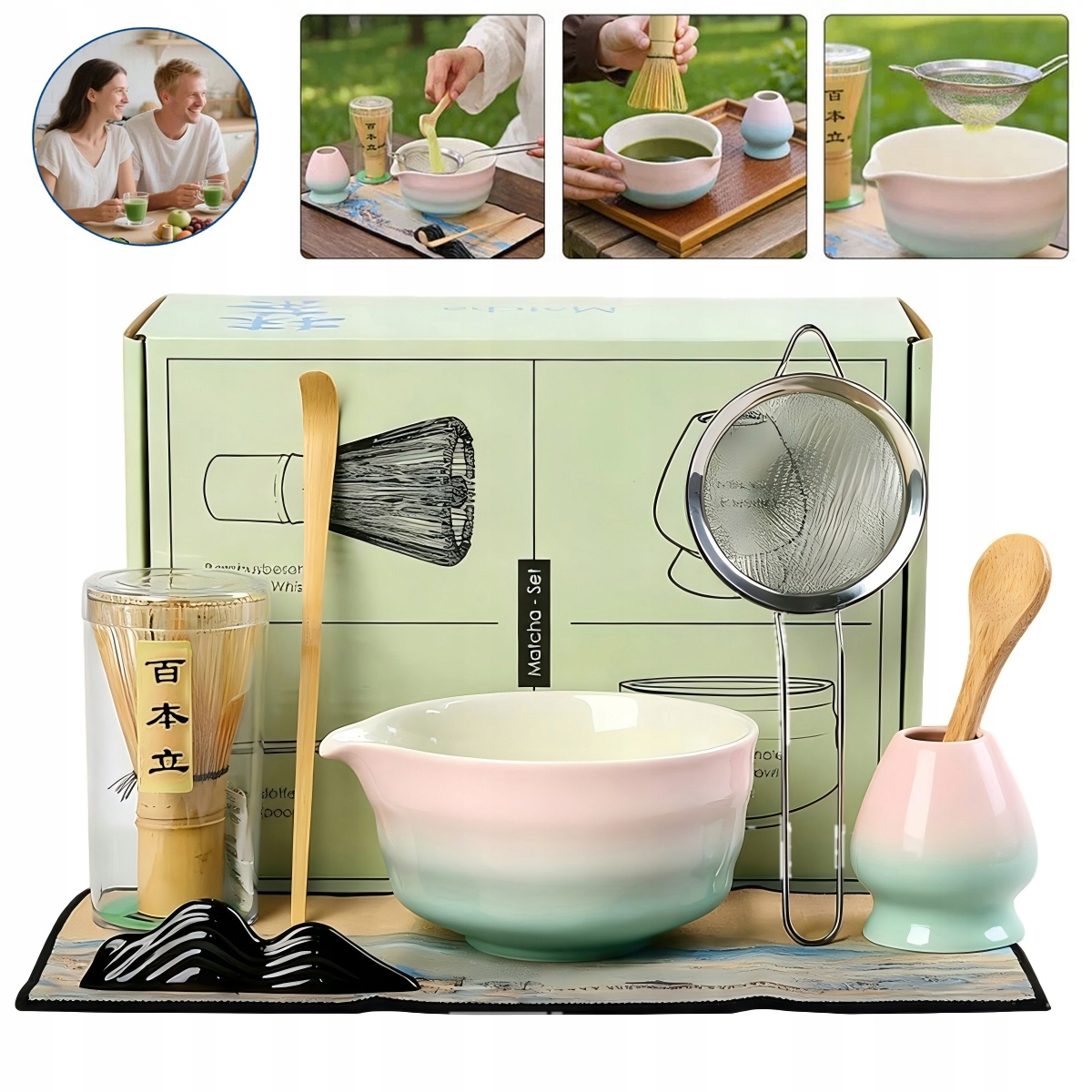 Levně Bambusový Dárková Sada Na Čaj Matchy zelený