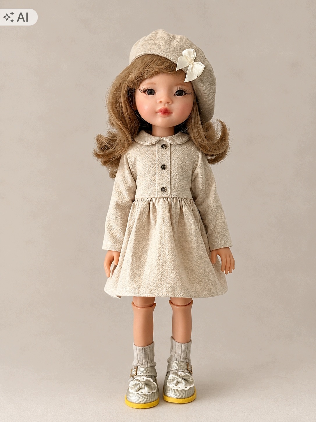 Ručně vyrobené oblečení pro panenky Paola Reina 32 cm, amigas Šaty, beret