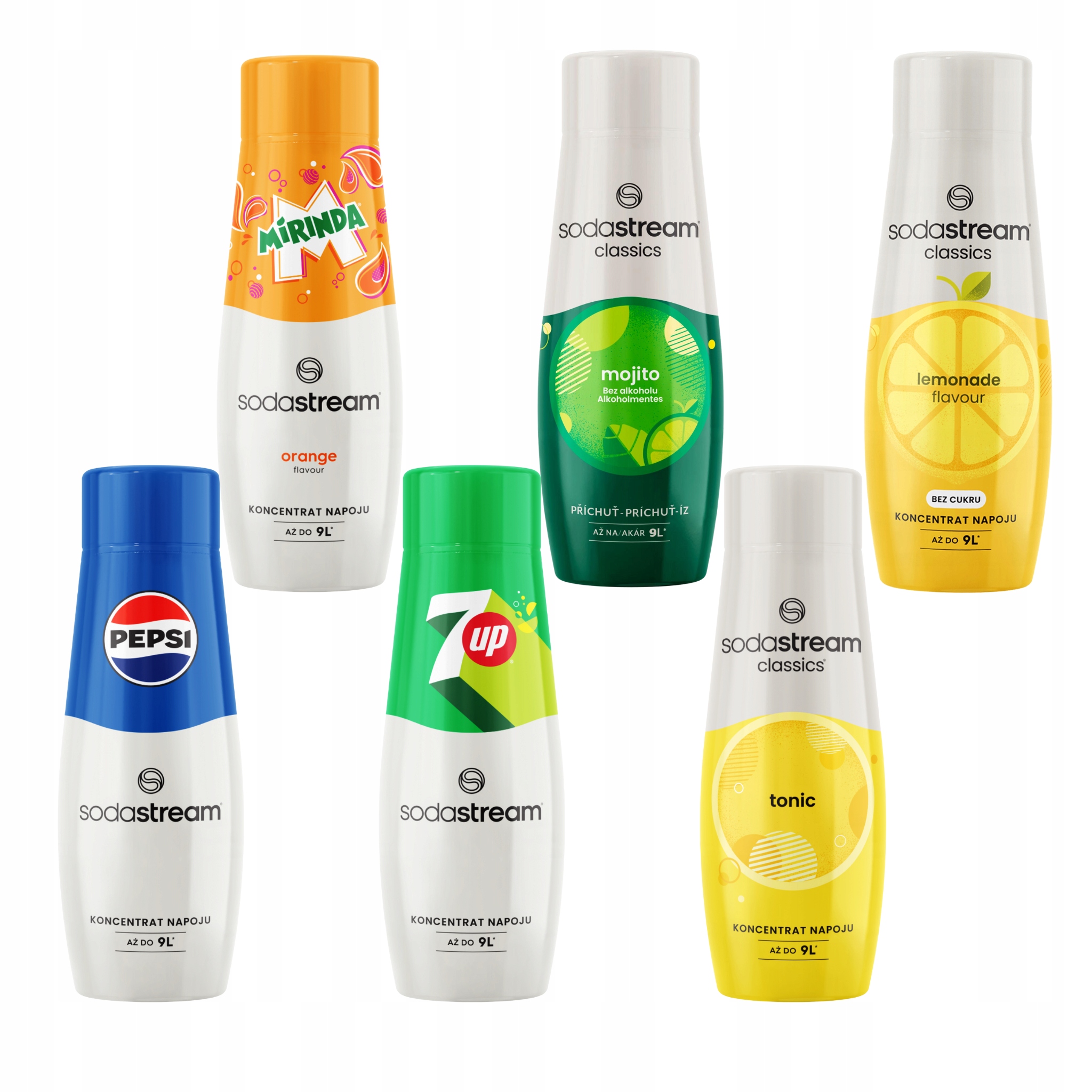 6x Syrop Sodastream Pepsi Mirinda 7UP Lemoniada Mojito Tonik
