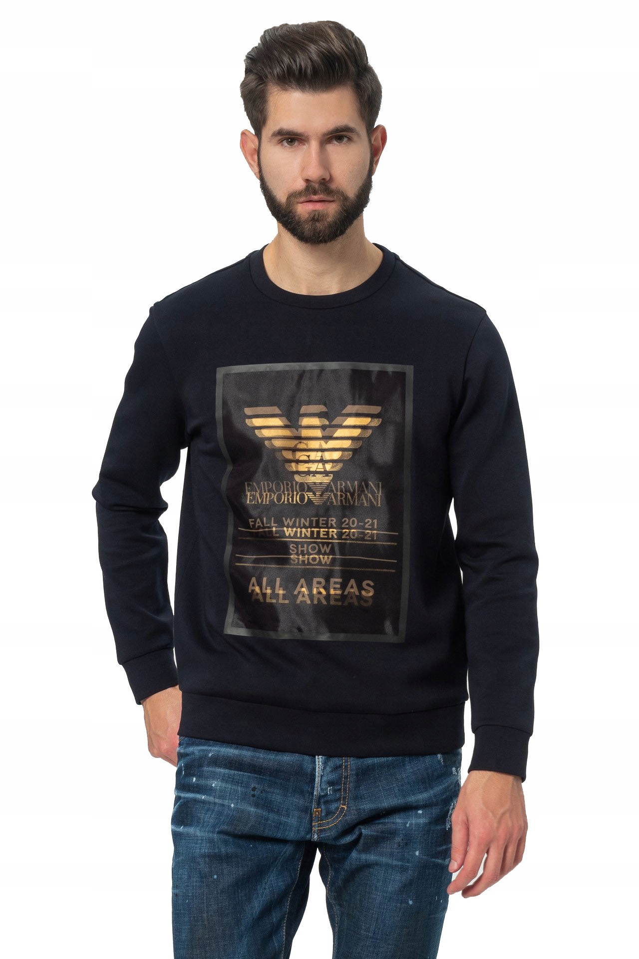 Emporio Armani tmavě modrá pánská mikina s logem vel. S