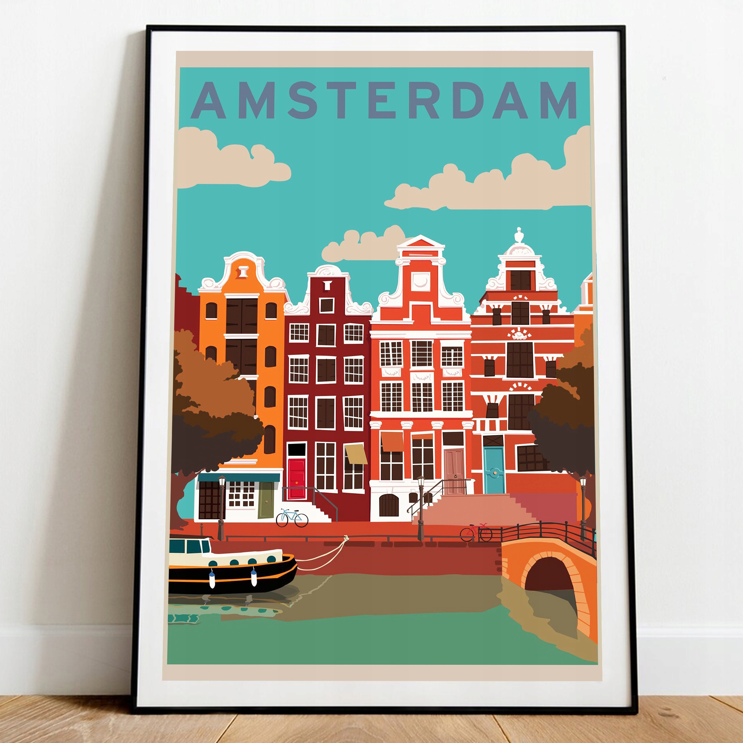 

Plakat na Ścianę Amsterdam Holandia Vintage A3