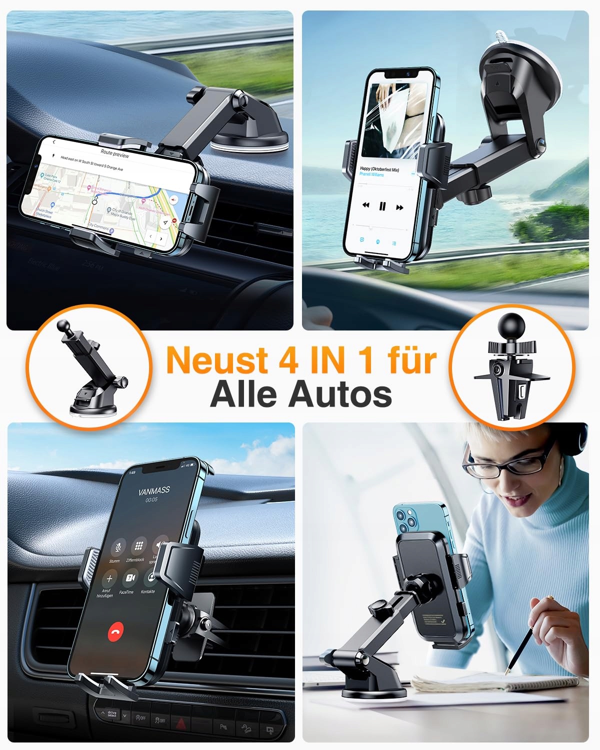 VANMASS Uchwyt Samochodowy Do Telefonu iPhone Android Uniwersalny — miniatura 9