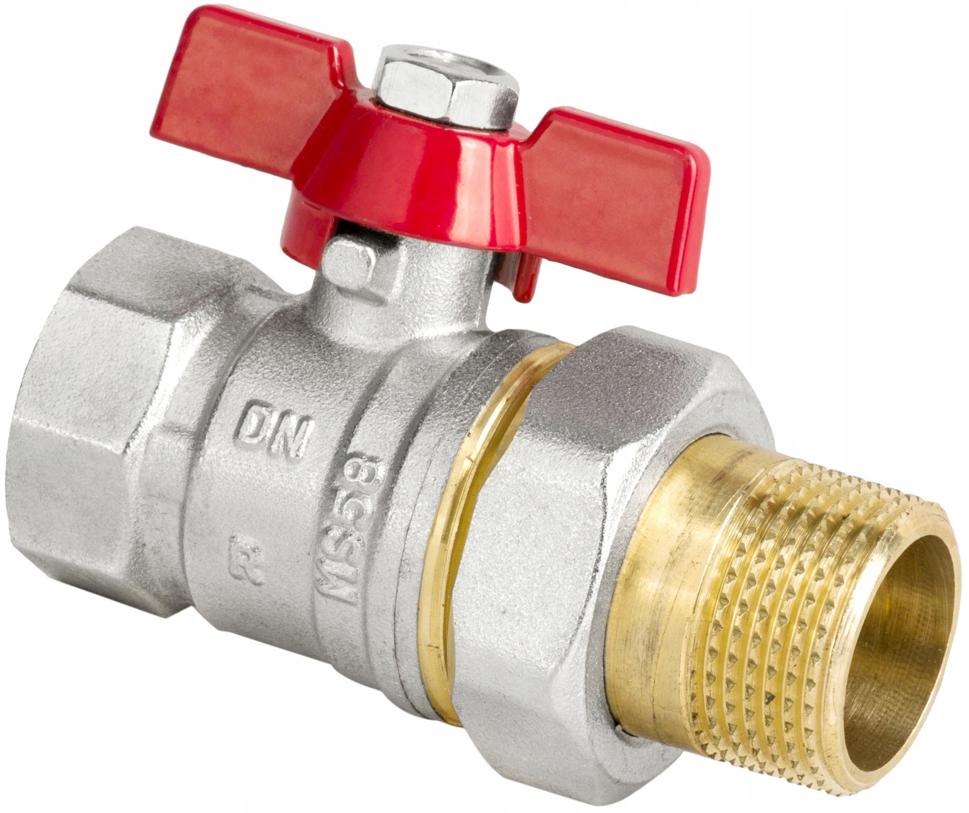 ZAWÓR KUREK KULOWY 3/4" ZE ŚRUBUNKIEM I DŁAWICĄ MOTYLEK MOCNY