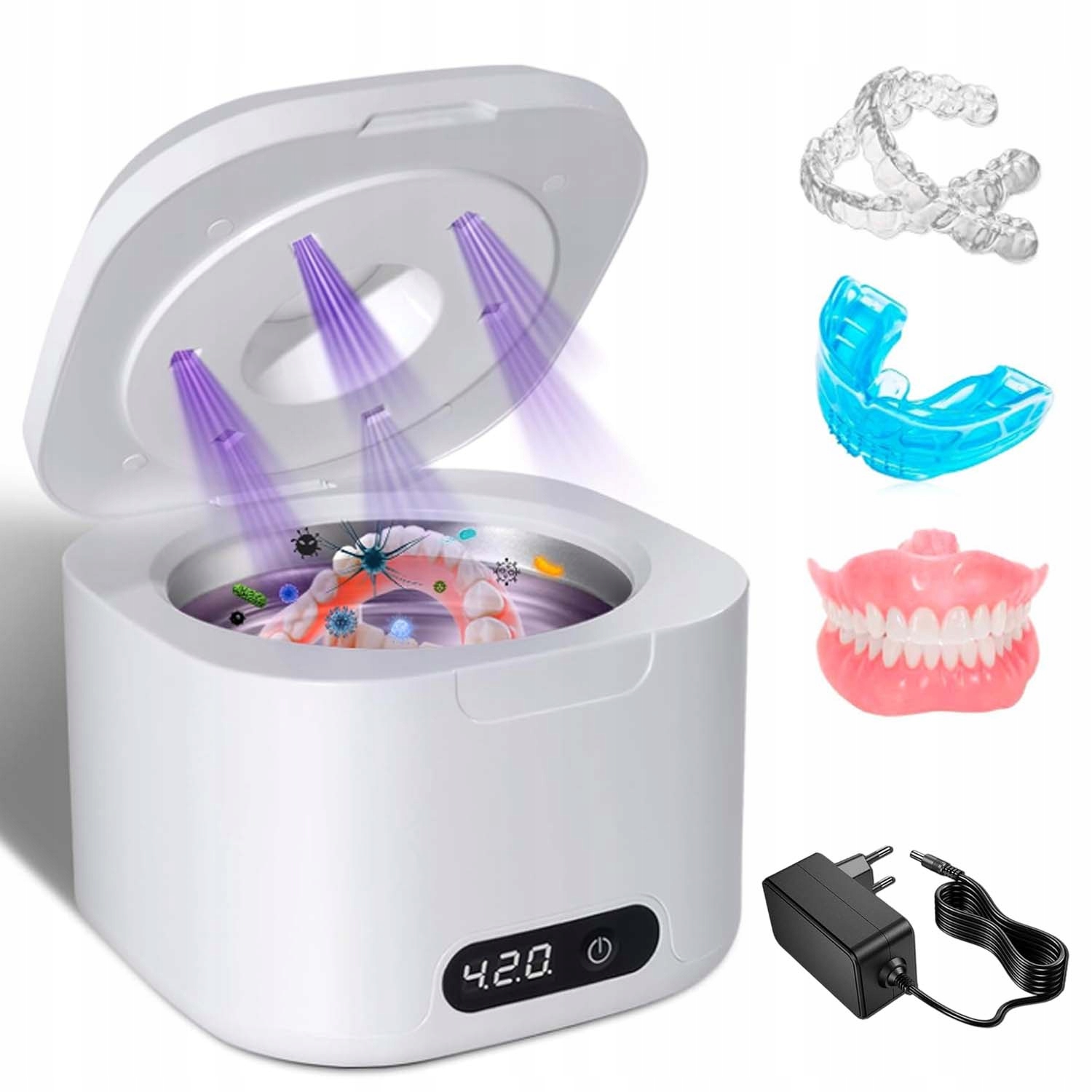 MYJKA ULTRADŹWIĘKOWA Z TIMEREM 6 UV 340ML 4 PROGRAMY CICHA DO BIŻUTERII