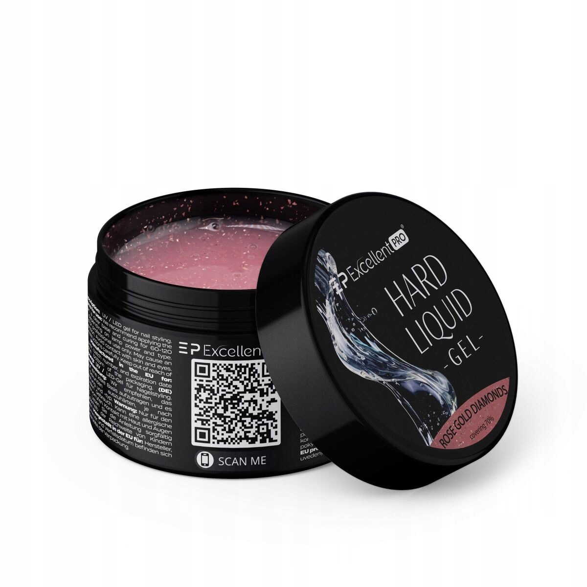 Hard Liquid Gel stavební gel Rose Gold Diamonds 50 g