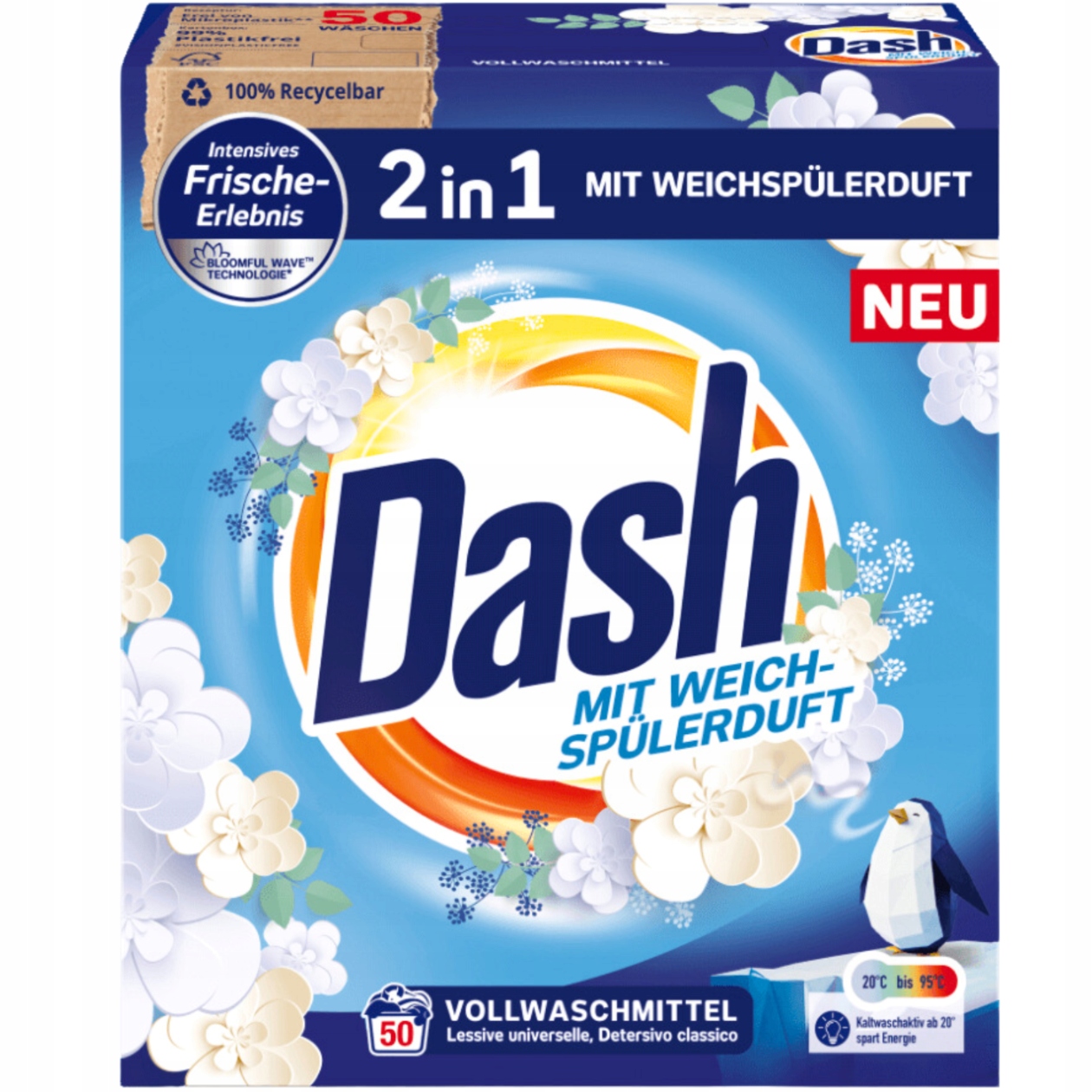 Levně Dash Univerzální prací prášek Účinný 2v1 50 3 kg De