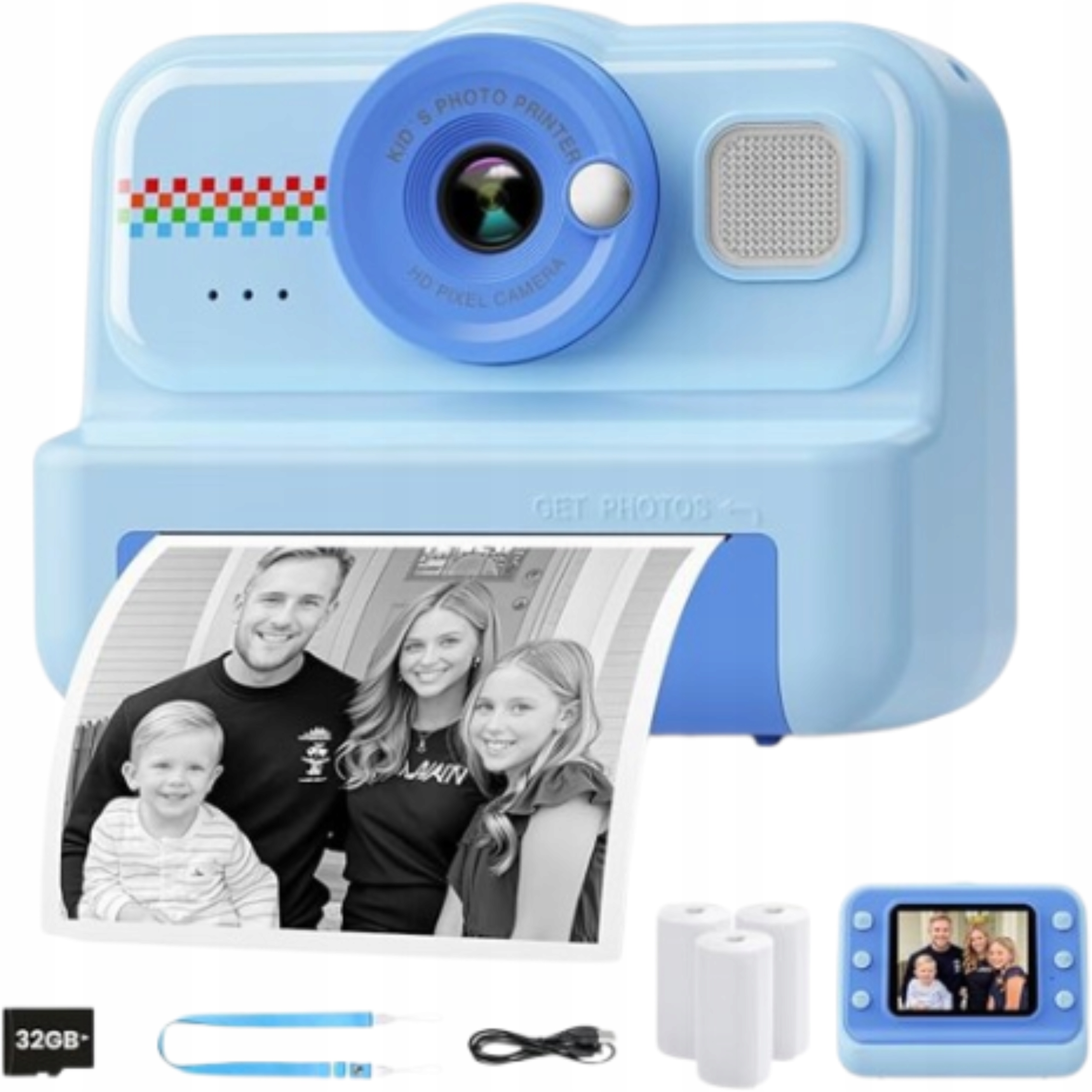 Instantní fotoaparát Kamera pro děti Okamžitý tisk Filmy Hd 1080P