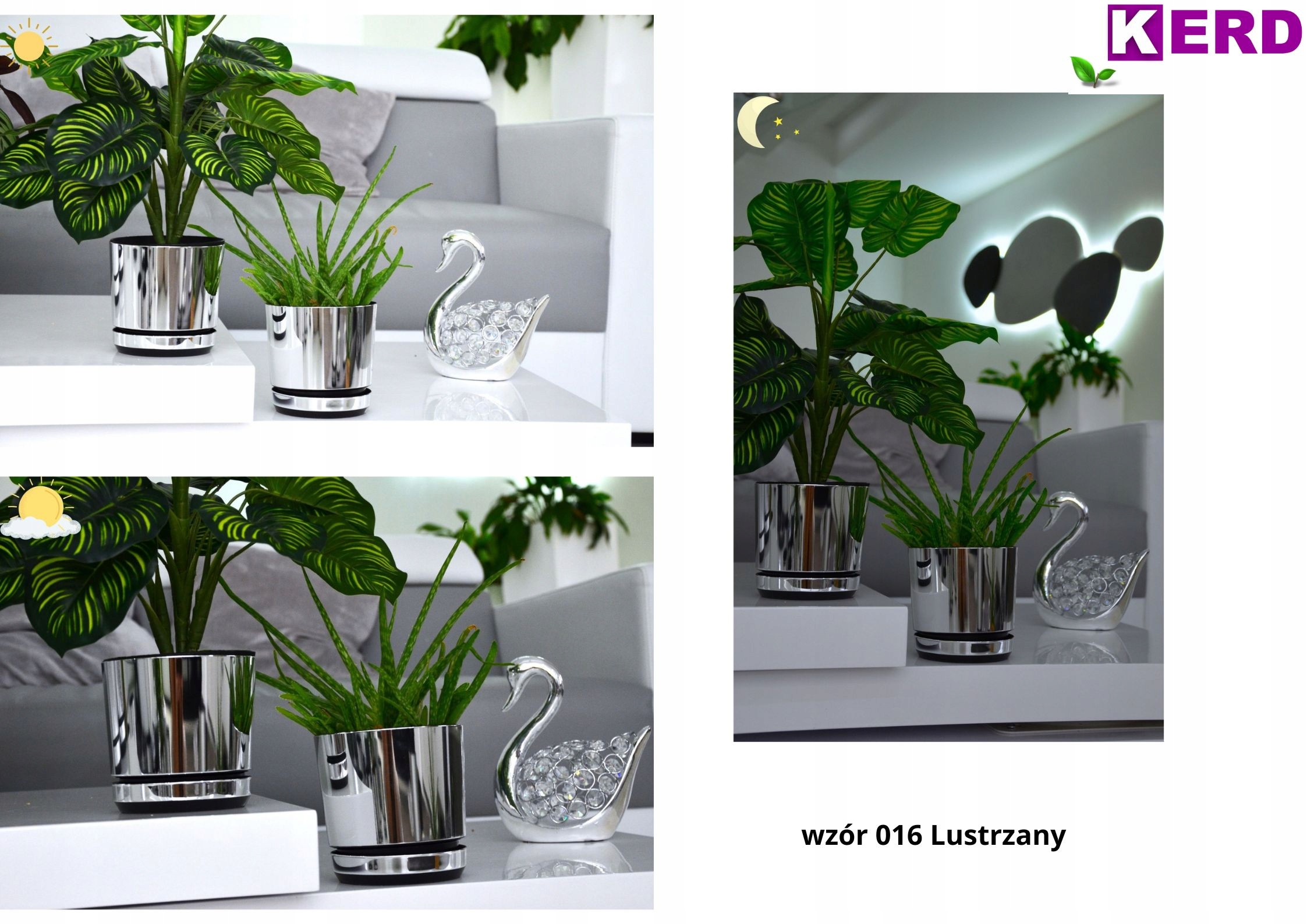 Doniczka DEKOR śr. 21 cm kolor lustrzany Długość 20.8 cm