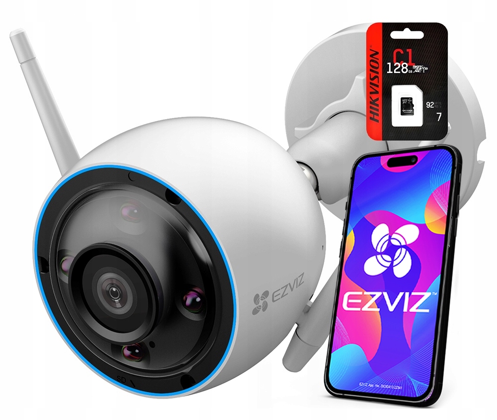 Vonkajšia kamera Ezviz H3 2K Audio 3MP Farba 24/7 Sd karta 128 Gb