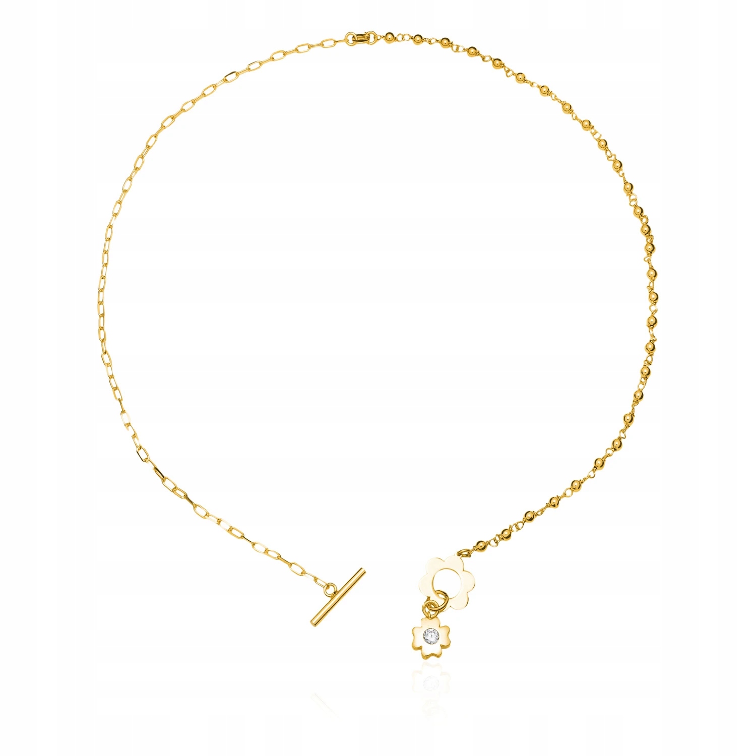 Dámský Pozlacený Náhrdelník S Dvěma Květy Zirkon Stříbro 925 45 CM