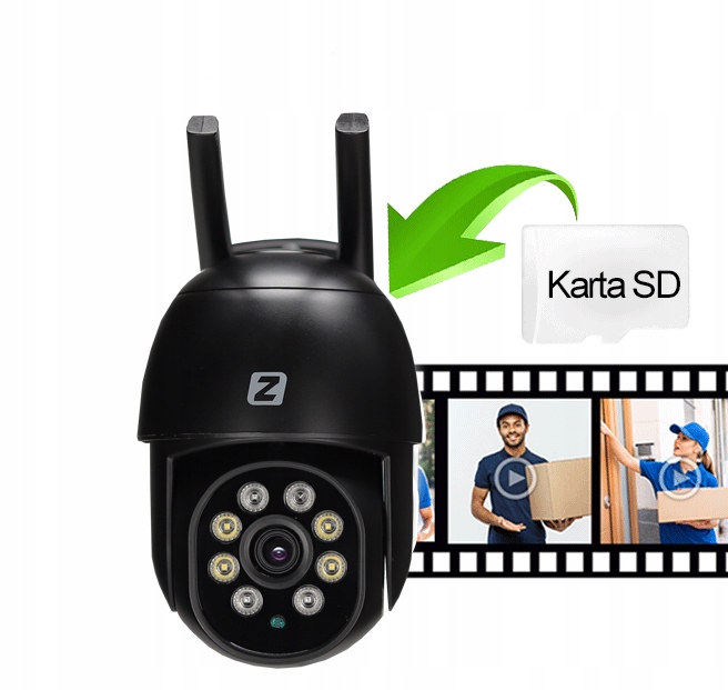 ZEWNĘTRZNA KAMERA OBROTOWA IP 8MPx UHD 2160p 4K WiFi CZARNA 4xZOOM Model I8 Dark WiFi