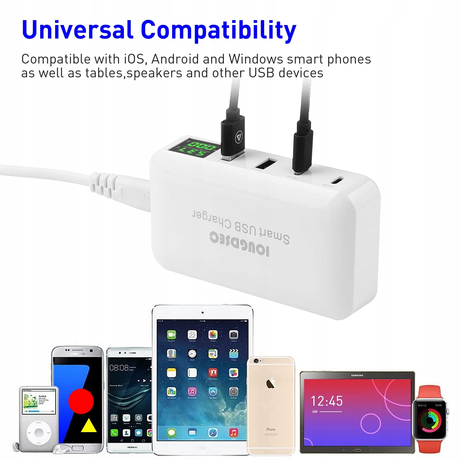 IOUGDSEC Stacja Ładowania 70W 4 Porty PD20W QC3.0 Do iPhone iPad Android — miniatura 5