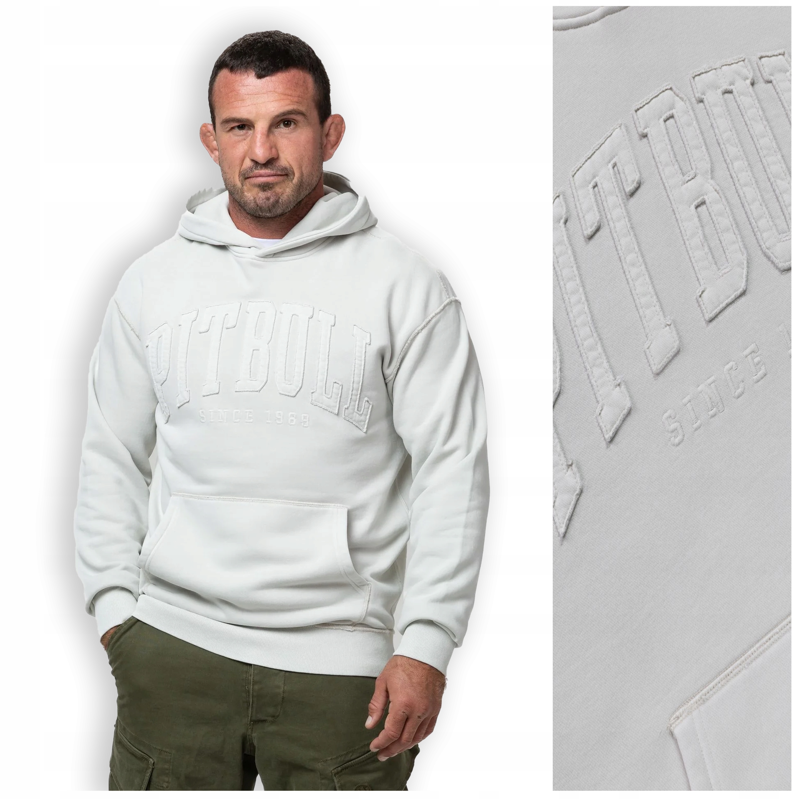 Pánská mikina s kapucí washed Pit Bull „orlando“ vel. XXL bílá